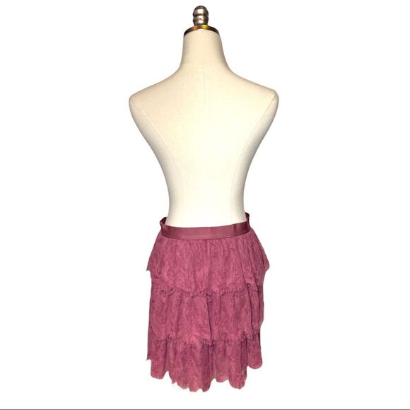 Fossil Layered Tiered Lace Mini Skirt S Mauve Pink - Picture 2 of 7